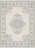 Cream and Gray Floral Medallion Rug
