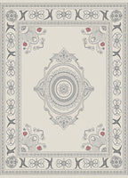 Cream and Gray Floral Medallion Rug