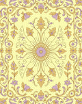 Pale Yellow Orchid Scrollwork Medallion Rug