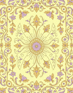 Pale Yellow Orchid Scrollwork Medallion Rug