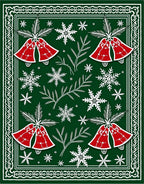 Festive Red Bell Snowflakes Border Rug