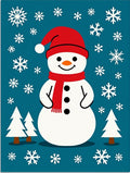 Festive Snowman Christmas Trees Snowflakes Rug