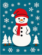 Festive Snowman Christmas Trees Snowflakes Rug