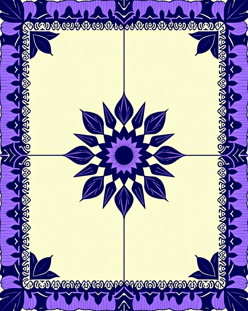 Amethyst Floral Mandala Frame Rug