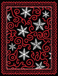 Crimson Swirl Snowflake Border Rug