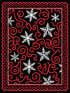 Crimson Swirl Snowflake Border Rug