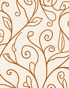 Burnt Orange Floral Vine Swirl Rug
