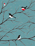Teal Swirl Birds on Branches Rug