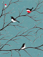 Teal Swirl Birds on Branches Rug