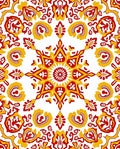 Red Yellow Medallion Starburst Rug
