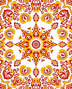 Red Yellow Medallion Starburst Rug
