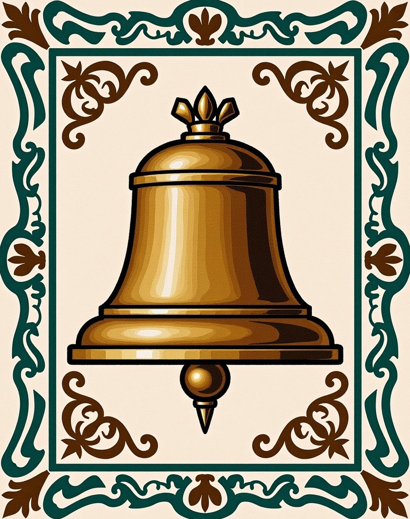 Golden Bell Bordered Ornate Rug