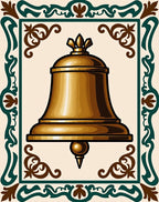 Golden Bell Bordered Ornate Rug