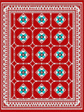 Crimson White Teal Geometric Diamond Rug