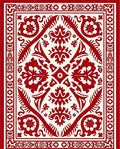Deep Red Floral Symmetry Area Rug