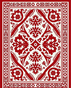 Deep Red Floral Symmetry Area Rug