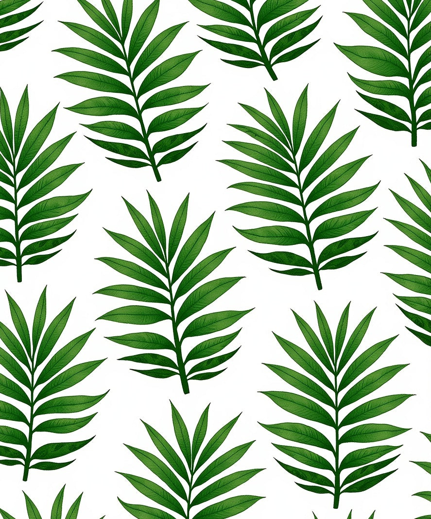 Emerald Green Frond Botanical Repeat Rug