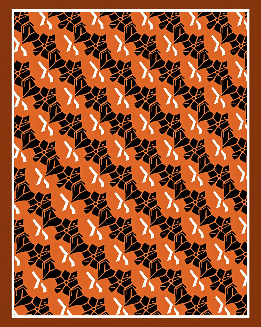Orange Black Block Texture Repetition Rug