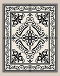 Classic Black White Scroll Medallion Rug