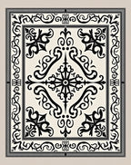 Classic Black White Scroll Medallion Rug