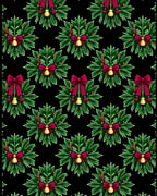 Festive Green Wreath Red Bow Bell Rug