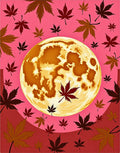 Crimson Moon Maple Leaf Collage Rug
