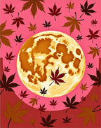 Crimson Moon Maple Leaf Collage Rug