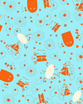 Orange and White Whimsical Creatures Rug