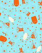 Orange and White Whimsical Creatures Rug