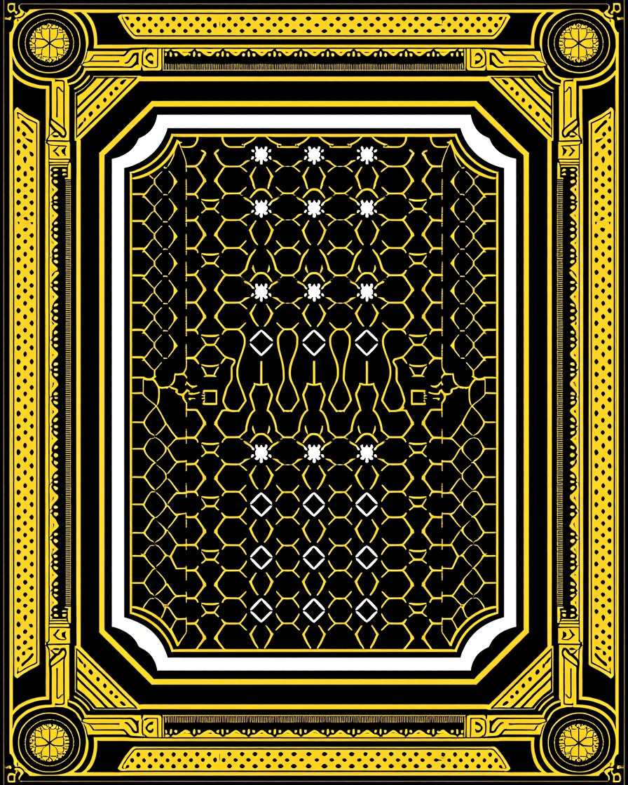 Bold Yellow Black Geometric Trellis Rug