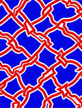 Bold Red White Intertwined Net Rug