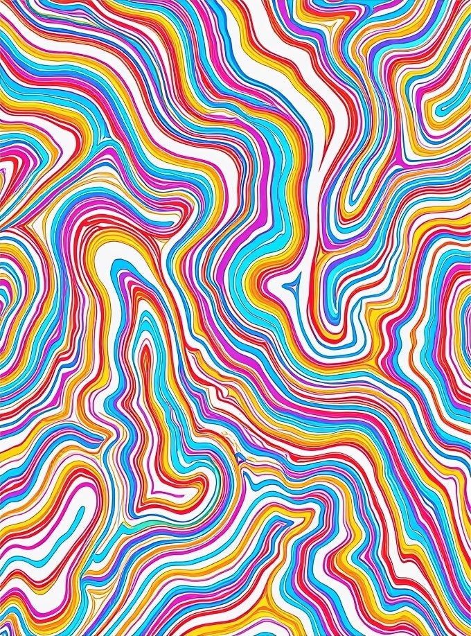 Colorful Abstract Swirl Lines Rug