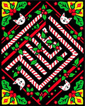 Cute White Cat Candy Cane Holly Rug