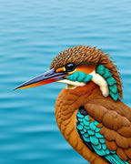 Vibrant Kingfisher Teal Feathered Bird Rug
