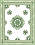 Pastel Green Ornate Bloom Border Rug