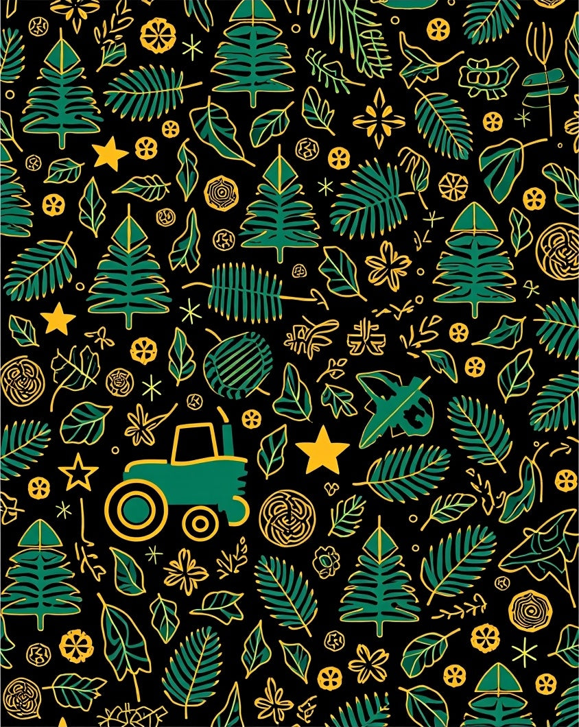 Green Tractor Forest Nature Collection Rug