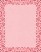 Blooming Red Floral Outline Border Rug