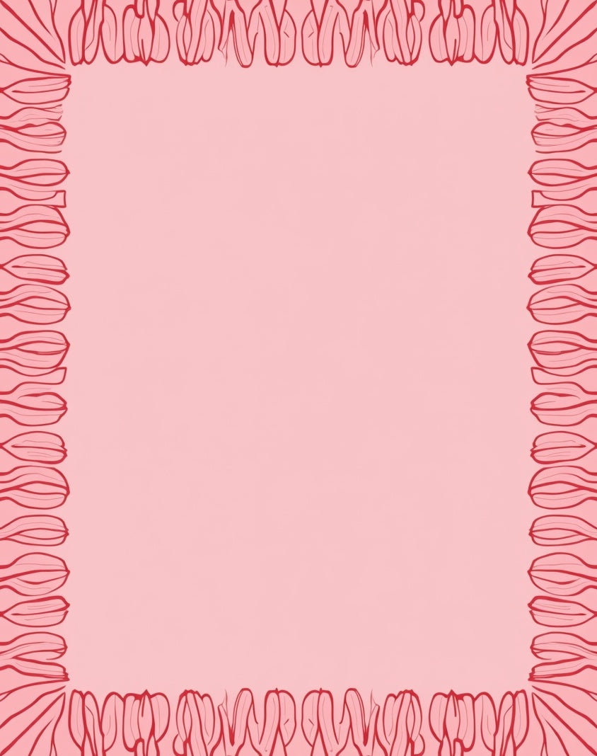 Blooming Red Floral Outline Border Rug