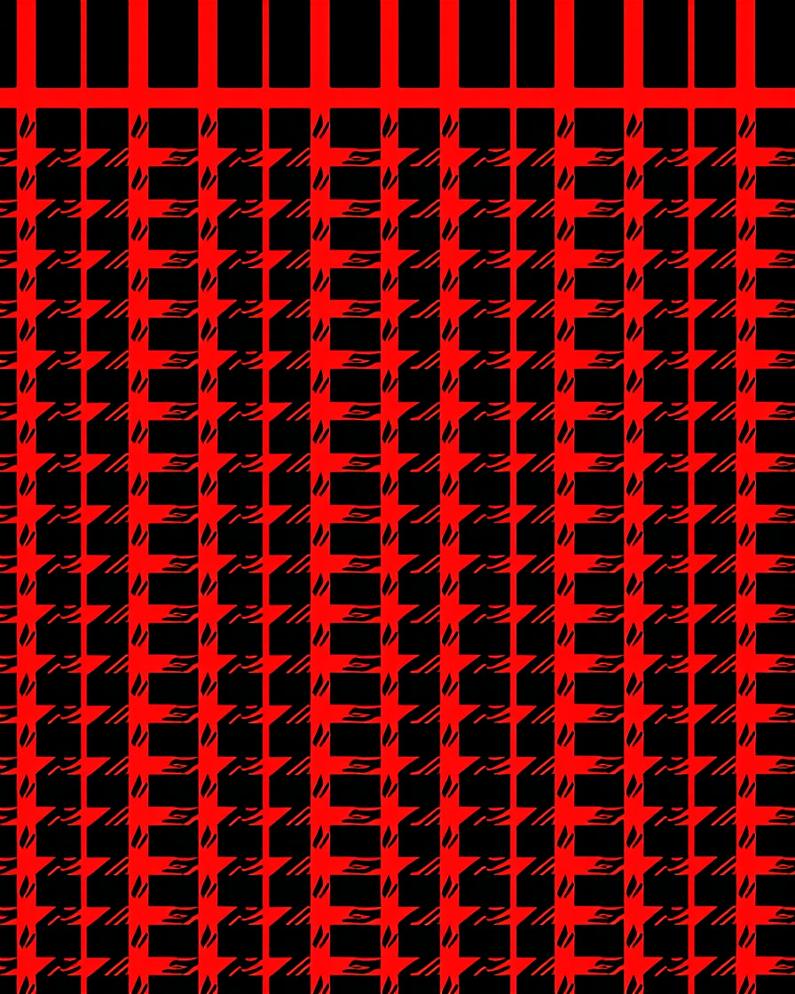 Bold Red Houndstooth Geometric Rug