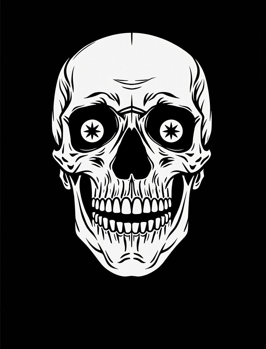 Mono Starry Eyed Skull Graphic Rug
