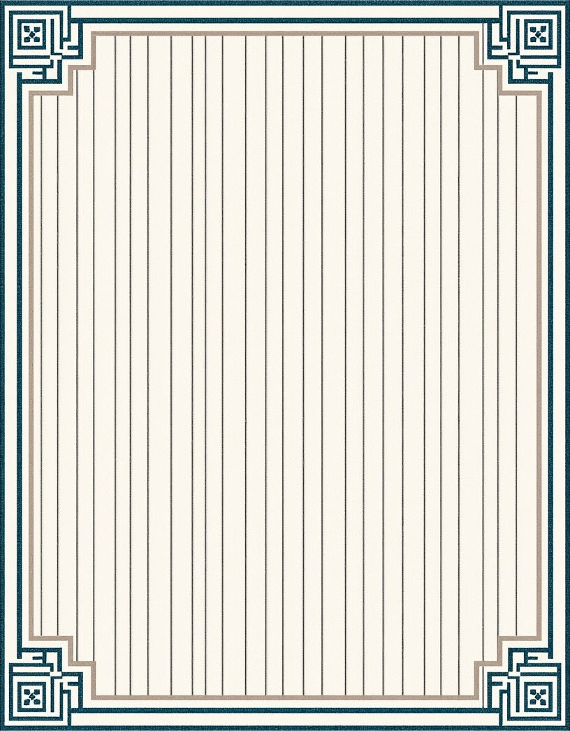 Classic Cream Vertical Stripe Border Rug