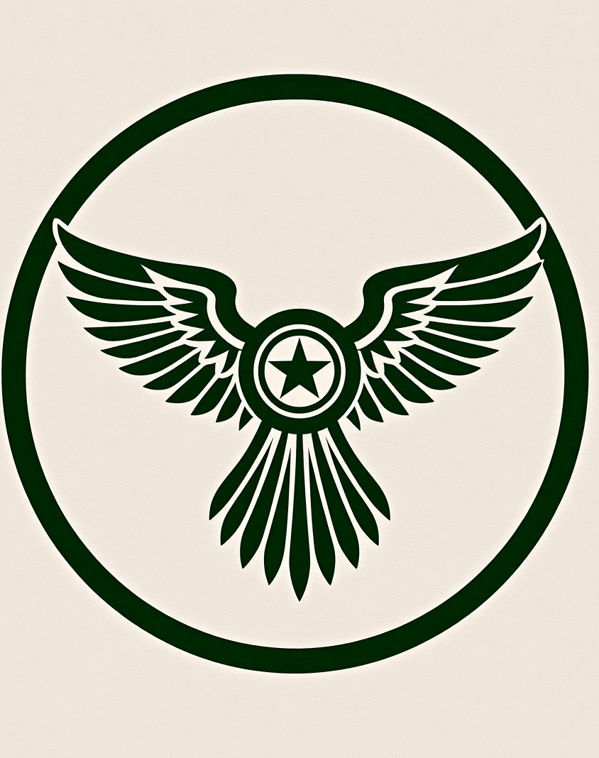 Dark Green Winged Star Emblem Rug
