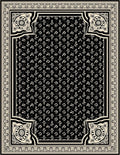 Black and Cream Fleur de Lis Scroll Rug