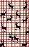 Cream Red Plaid Deer Silhouette Rug