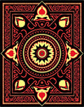 Bold Red and Yellow Medallion Sunburst Rug