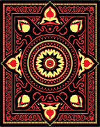 Bold Red and Yellow Medallion Sunburst Rug