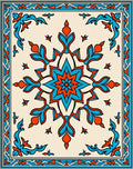 Aqua Coral Floral Medallion Border Rug