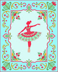 Whimsical Ballerina Red Mint Border Rug