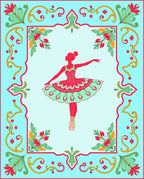 Whimsical Ballerina Red Mint Border Rug