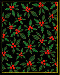 Black Red Green Holly Berry Garland Rug